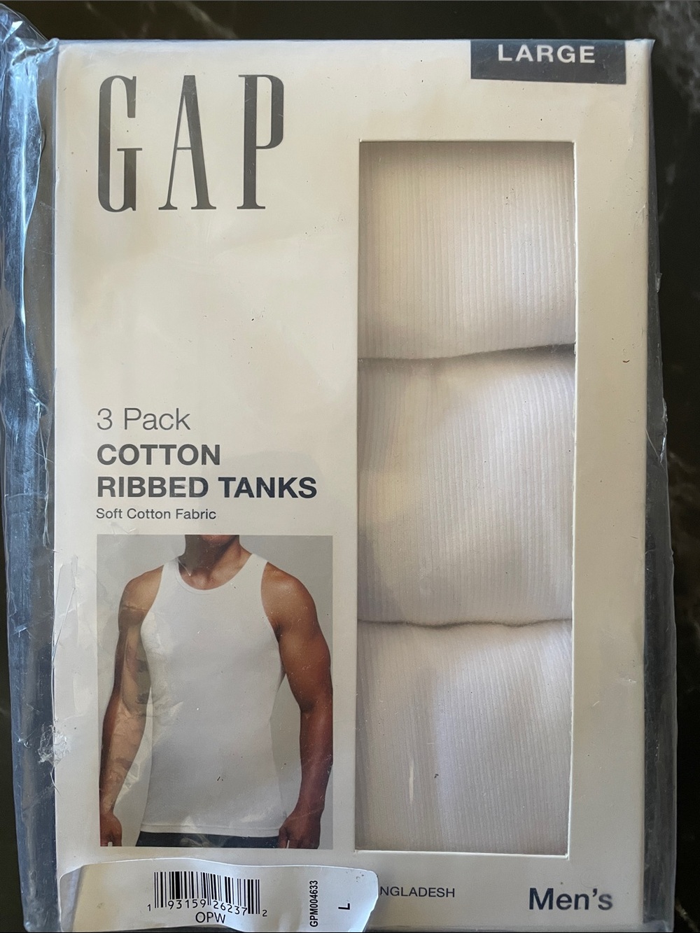 GAP Men's White Ribbed Cotton Tank Tops - 3 Pack